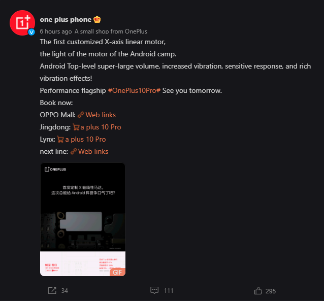 OnePlus 10 Pro vibration motor