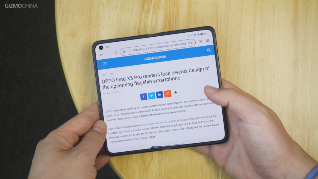 Oppo find N Review inner 7-inch screen