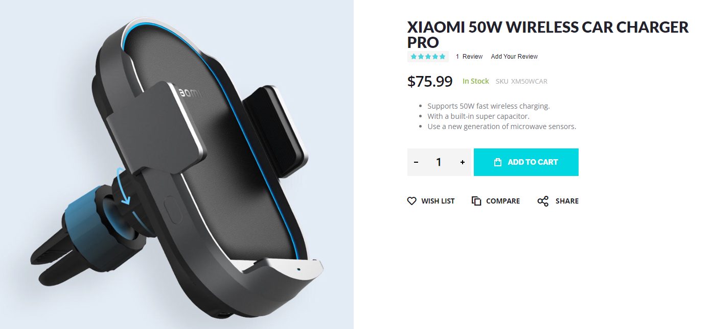 Xiaomi 50W Wireless Car Charger Pro