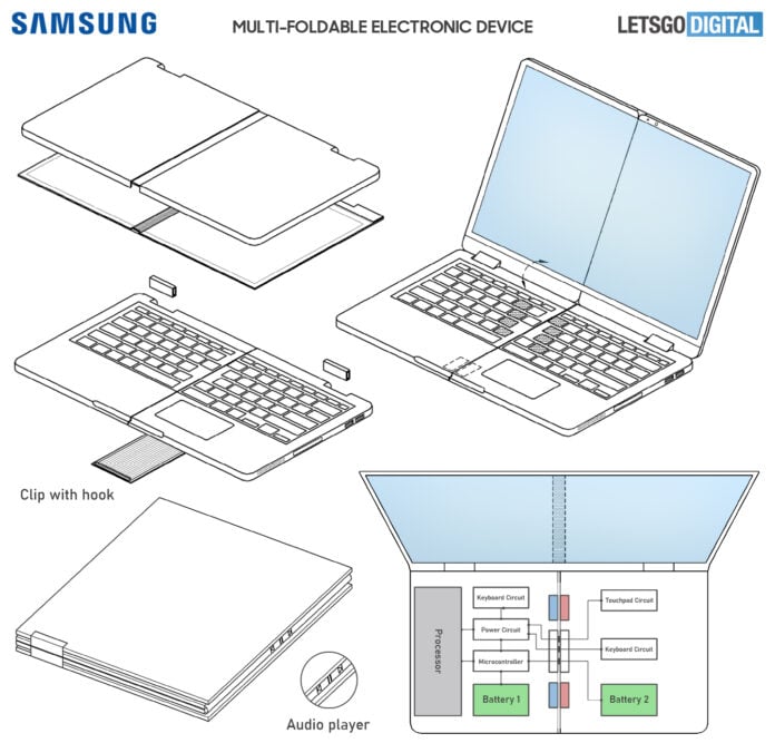 images of foldable laptop in various states