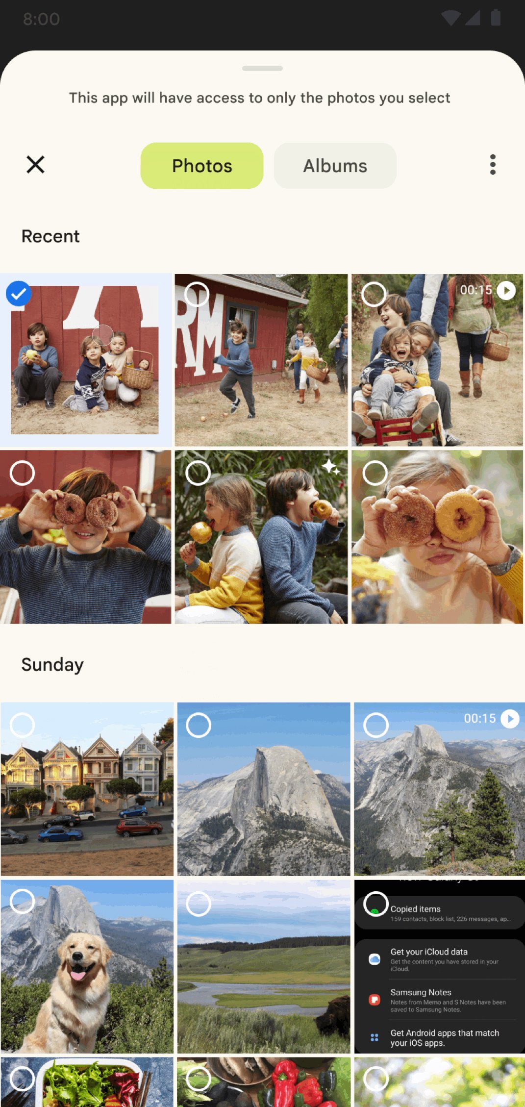 Android 13 Developer Preview 1 Средство выбора фотографий