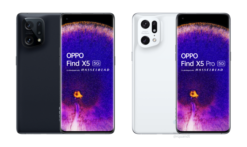 OPPO Find X5 and Find X5 Pro renders