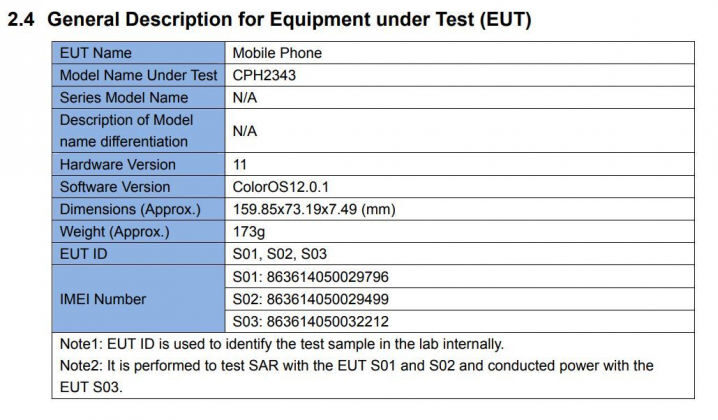 Oppo Reno7 Z FCC