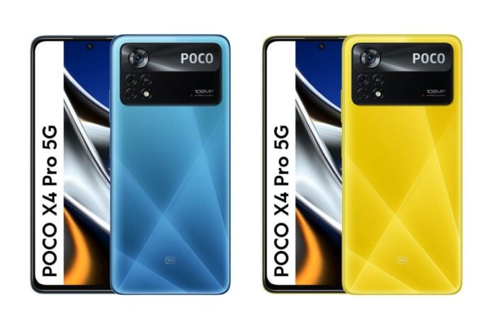 POCO X4 Pro Laser Blue and POCO Yellow