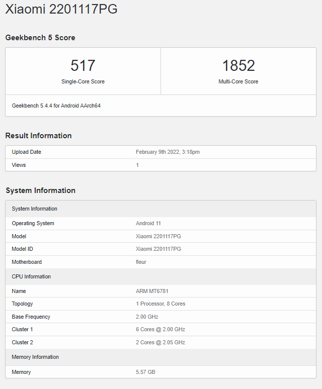 Poco M4 Pro Geekbench