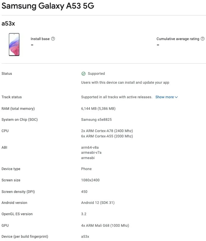 Samsung-Galaxy-A53-5G-Google-Play-Console