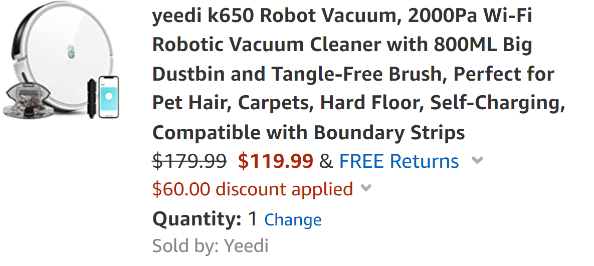 yeedi K650 Robot Vacuum Cleaner 