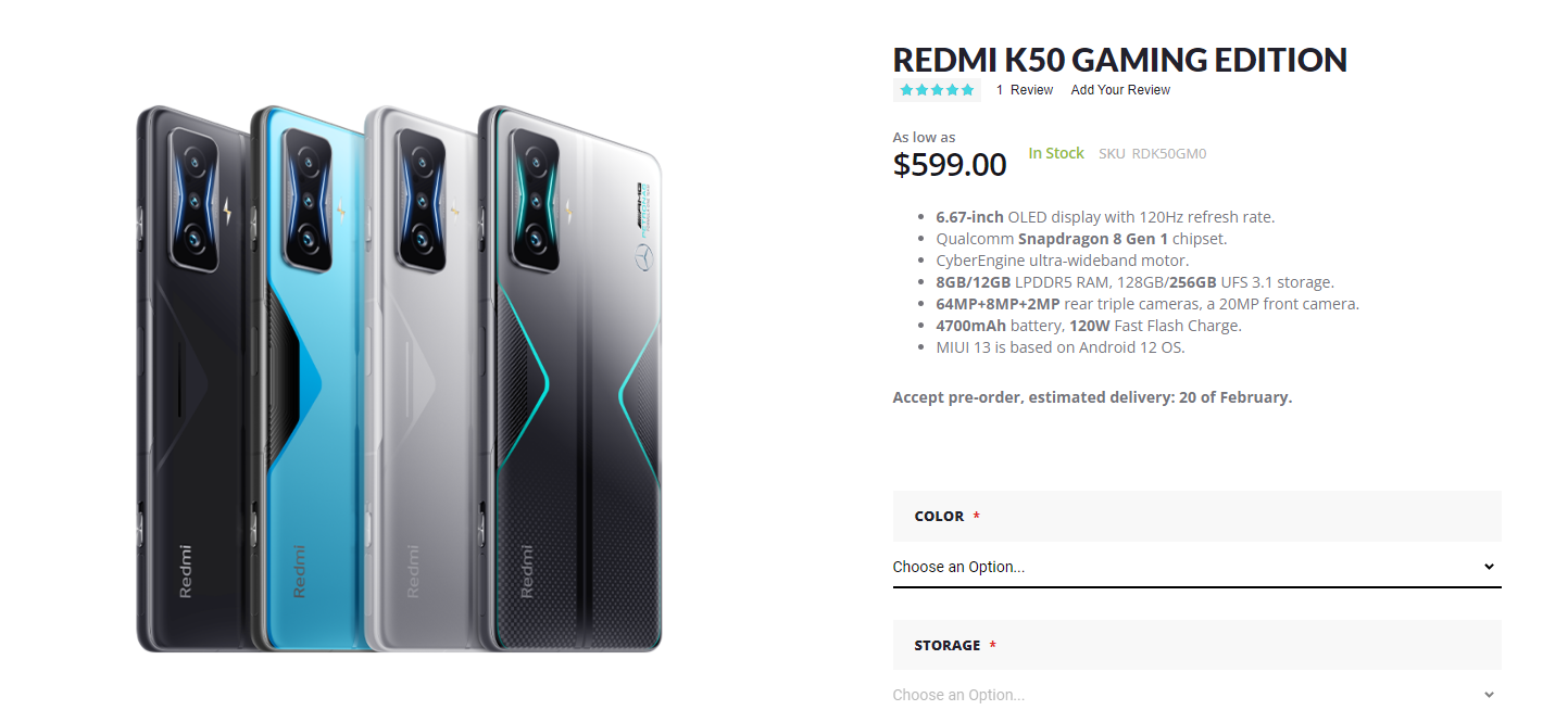 Redmi K50 Gaming Edition