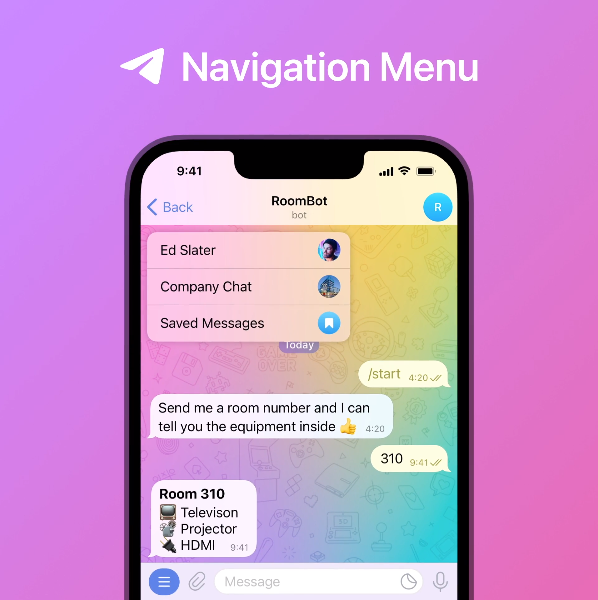 Telegram new navigation menu