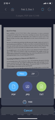 iScanner App - Export Options
