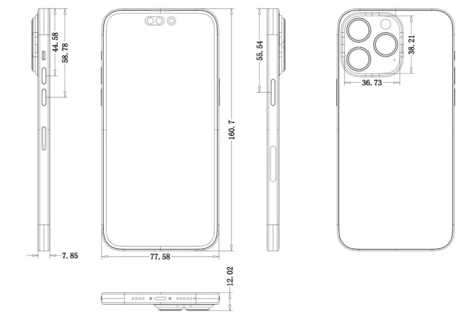 Apple iPhone 14 Pro models design schematics leak gives a more details look  at the devices - Gizmochina