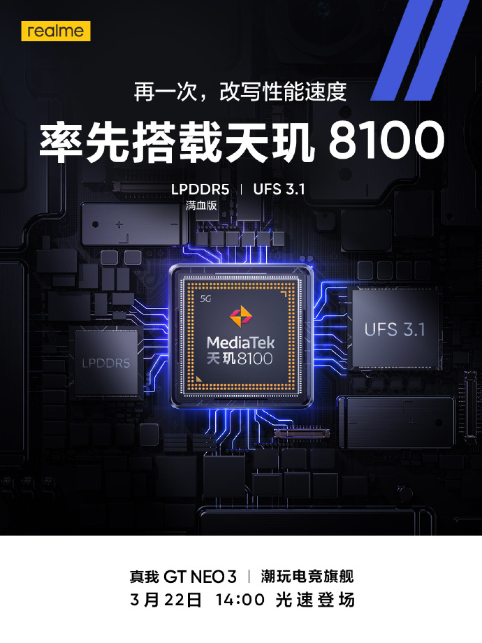 Realme GT Neo3 Dimensity 8100 SoC