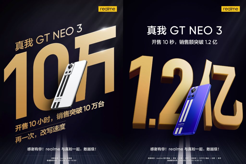 Realme sells over 100,000 units of Realme GT Neo3 in first sale ...