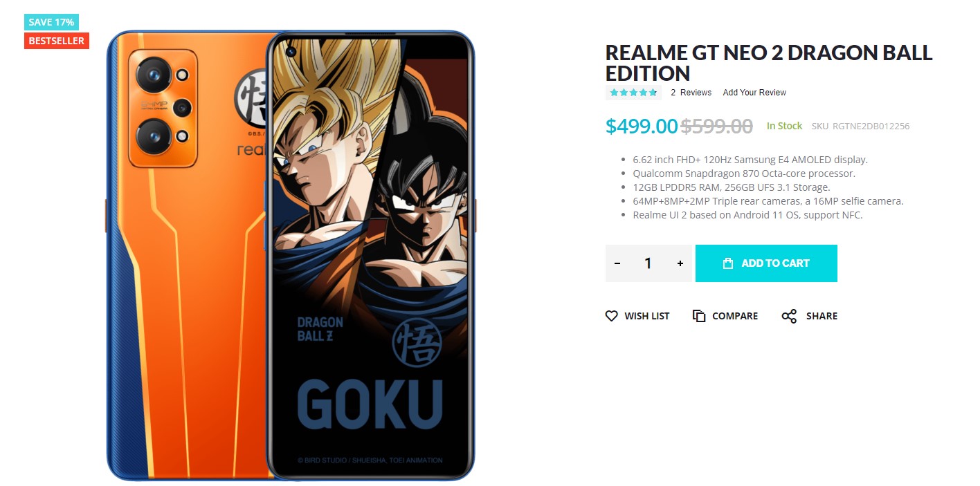 Realme GT Neo 2 Dragon Ball Z edition
