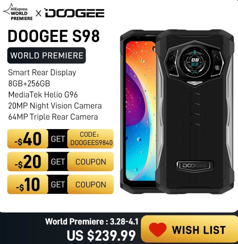 Doogee s98 (VS) Doogee s98 pro - (2022), battery, camera, price