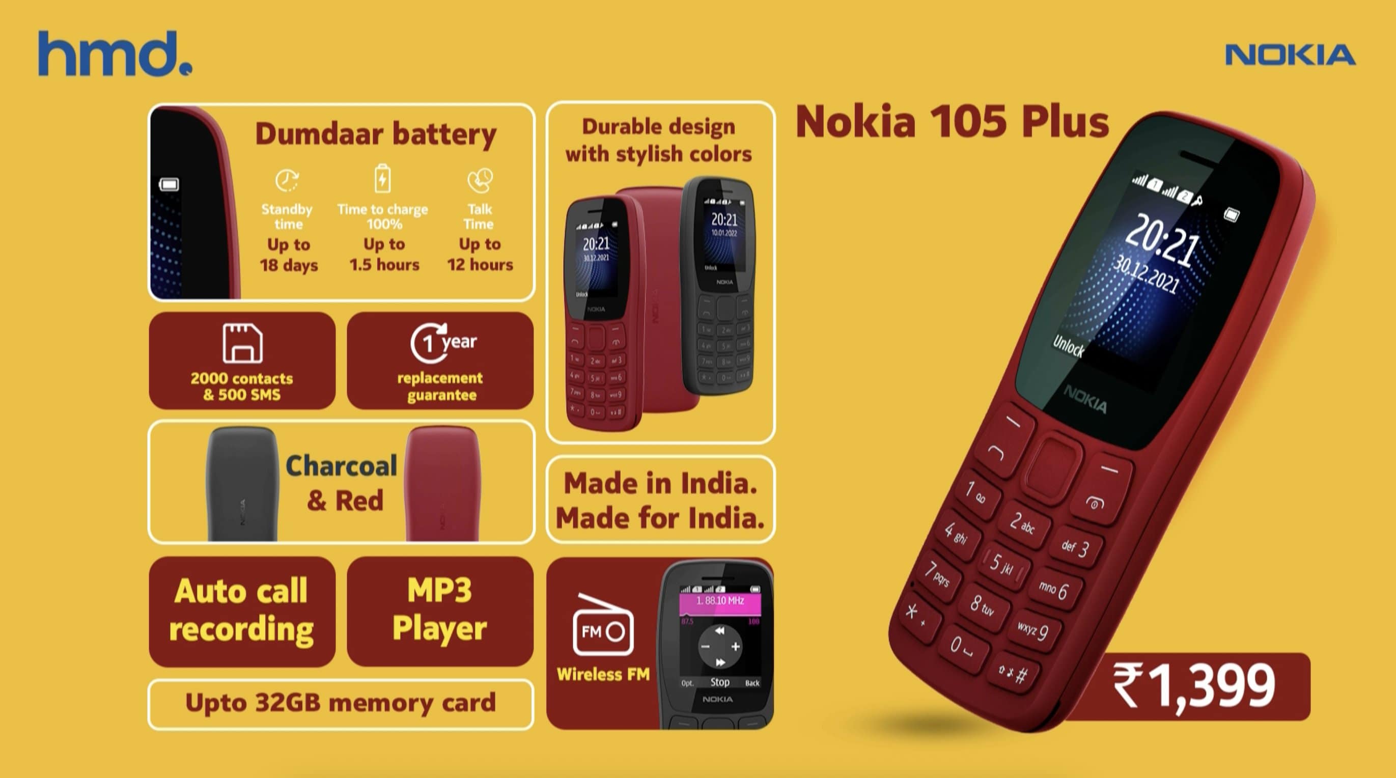 Nokia 105 (2019) Price in India 2024, Full Specs & Review