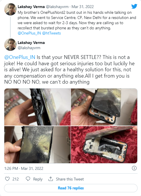 OnePlus Nord 2 explosion