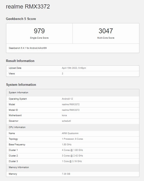 Realme GT Neo 3T помічено на веб-сайтах сертифікації Geekbench і 3C