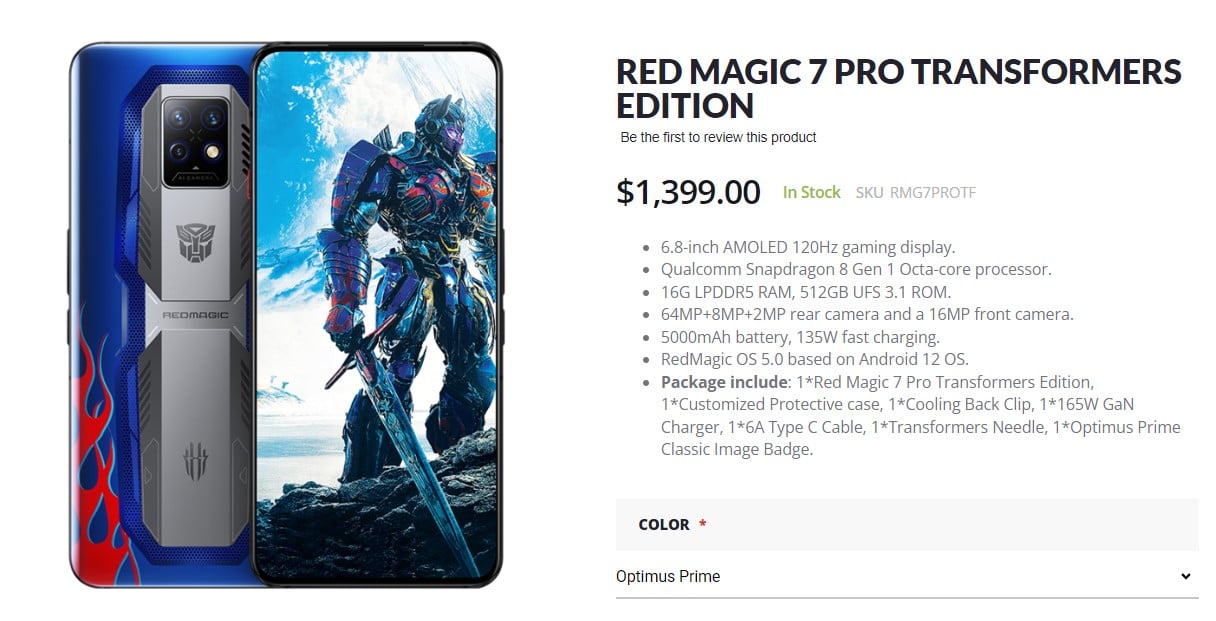 Red Magic 7 Pro Transformers edition