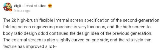 Xiaomi mix fold 2 with Flexible 2k internal screen specifications and 120 Hz refresh rate