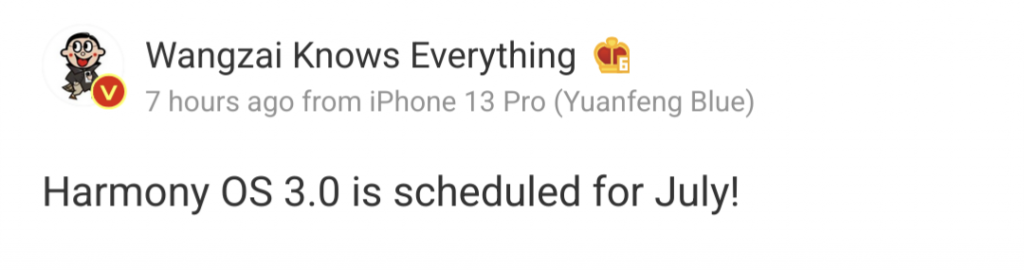 harmonyos 3 launch date tip