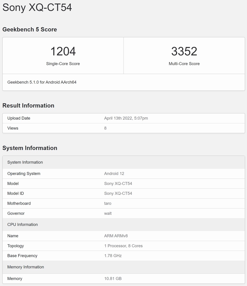 Sony Xperia 1 IV Geekbench