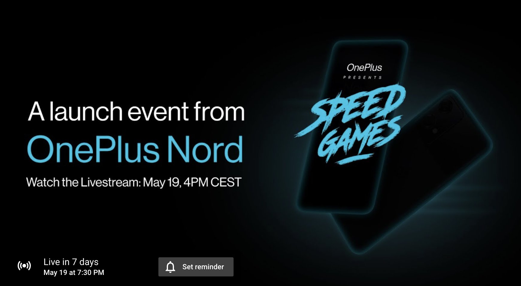 Evento de lanzamiento de OnePlus Nord 2T en YouTube