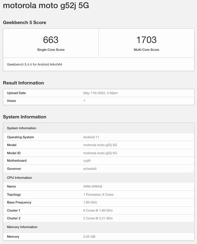 Moto G52j 5G with Snapdragon 695 spotted on Geekbench - Gizmochina