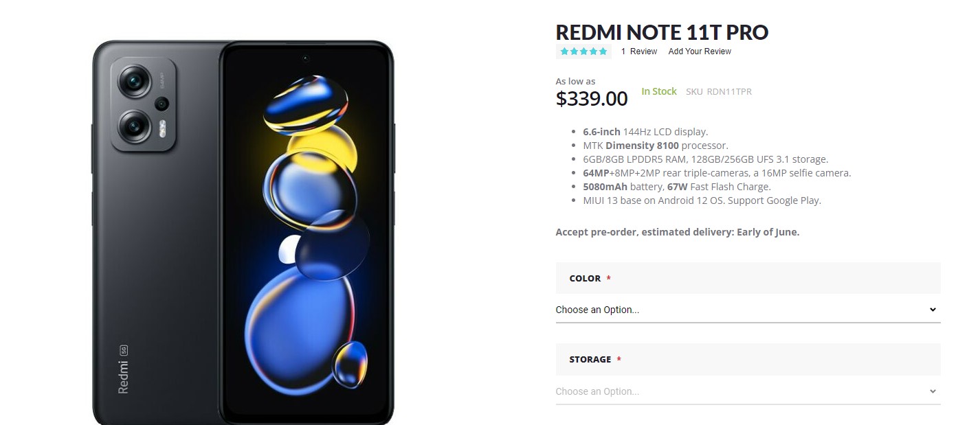 You can now pre-order Redmi Note 11T Pro for $339 at Giztop You can now pre-order Redmi Note 11T Pro for $339 at Giztop