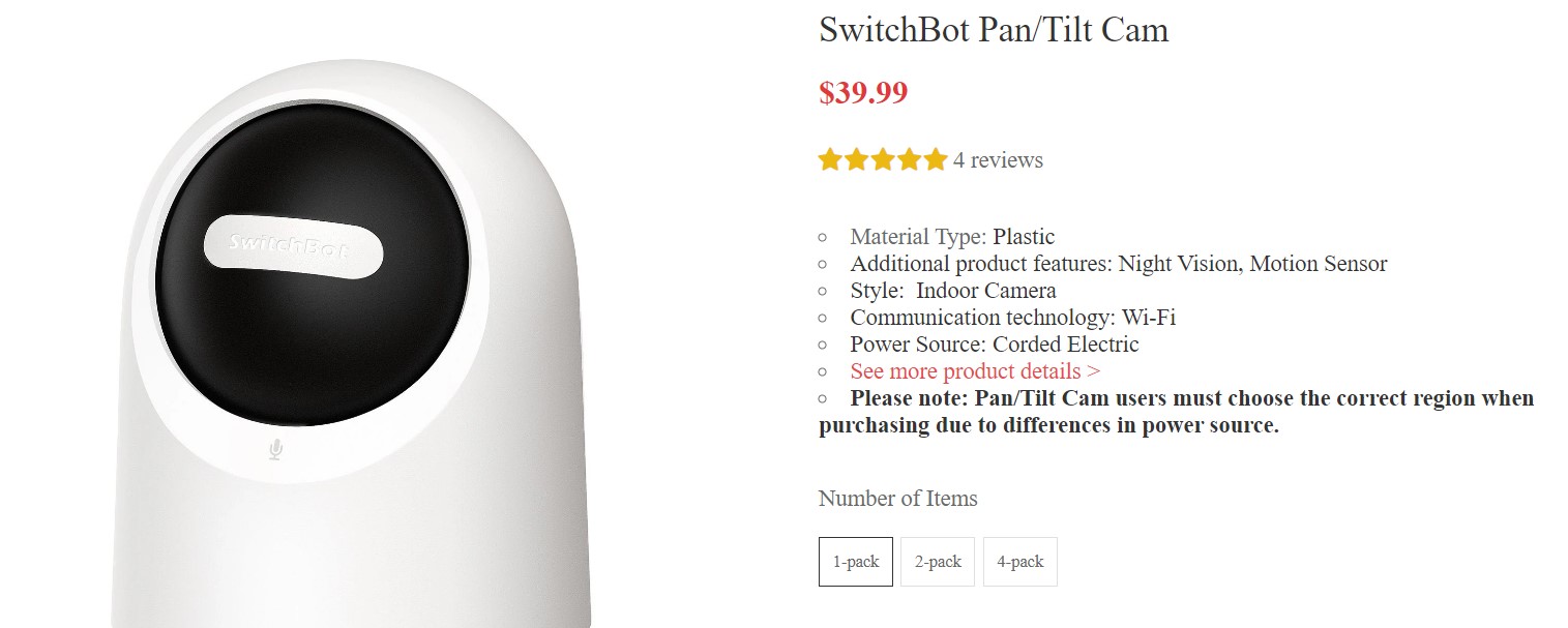 SwicthBot Pan tilt cam