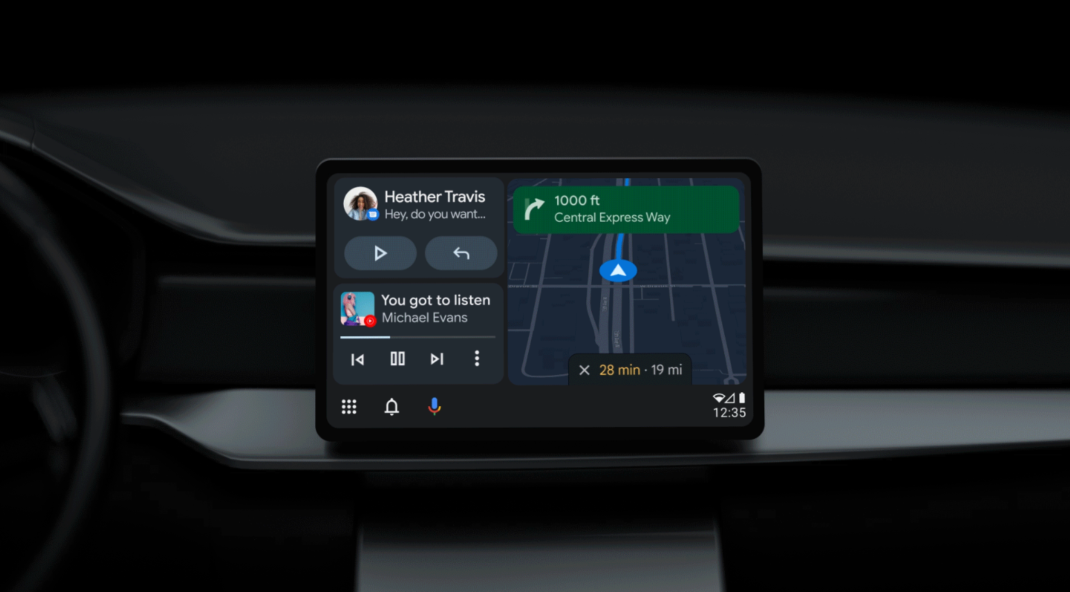 Google's Android Auto gets a new interface, split-screen & more functions -  Gizmochina