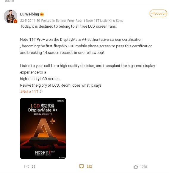 Redmi Note 11T Pro + compañero de pantalla A +