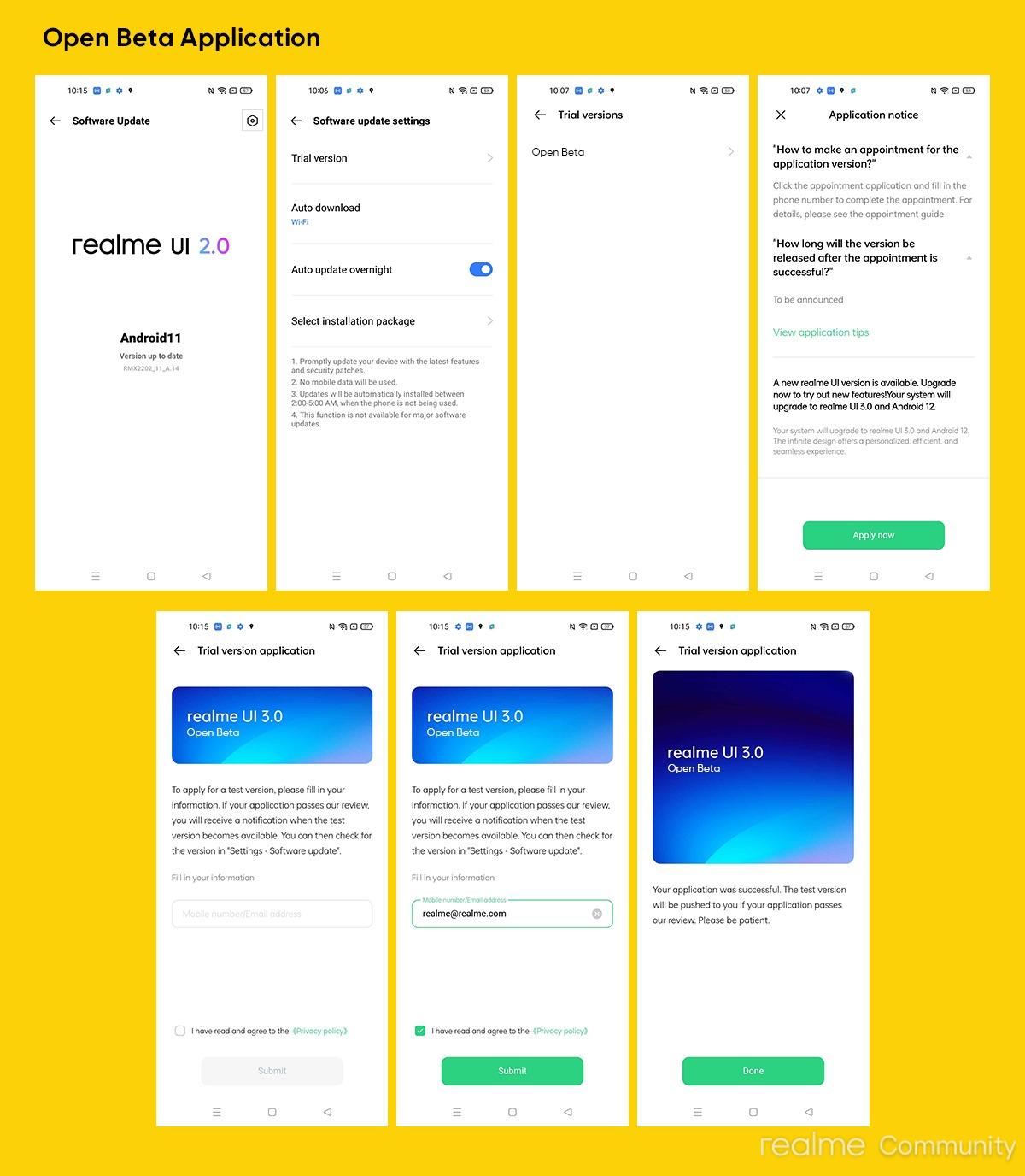 Proceso de solicitud de beta abierta realme 8i