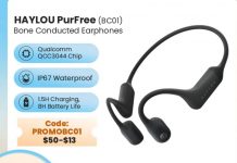 Get HAYLOU PurFree (BC01) Bone Conduction Headphones at a Discounted Price of $64.99 (Retail Price $133) haylou headphone