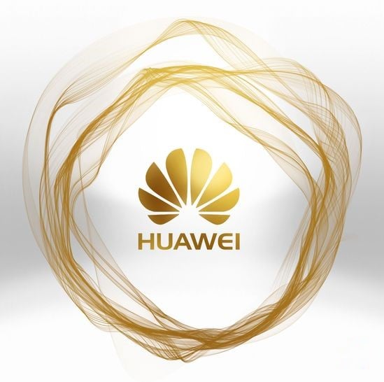 logotipo de huawei dorado