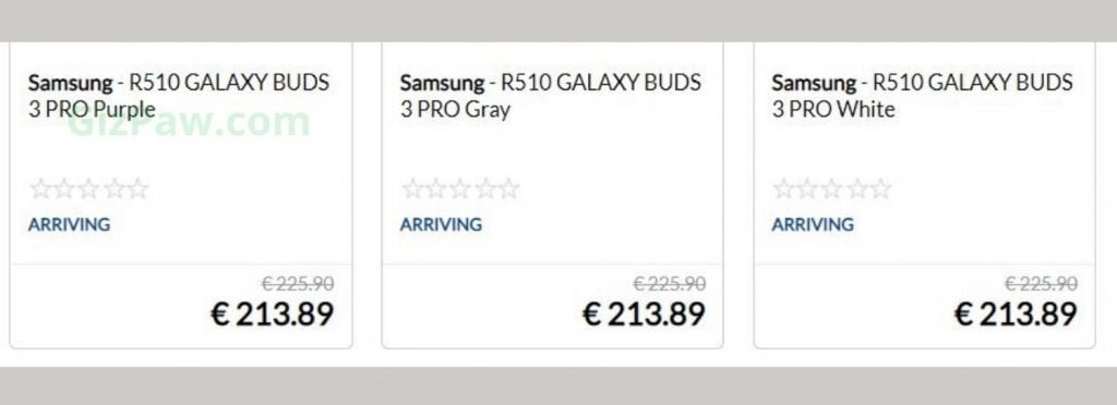Galaxy Buds 3 Pro European retailer listing