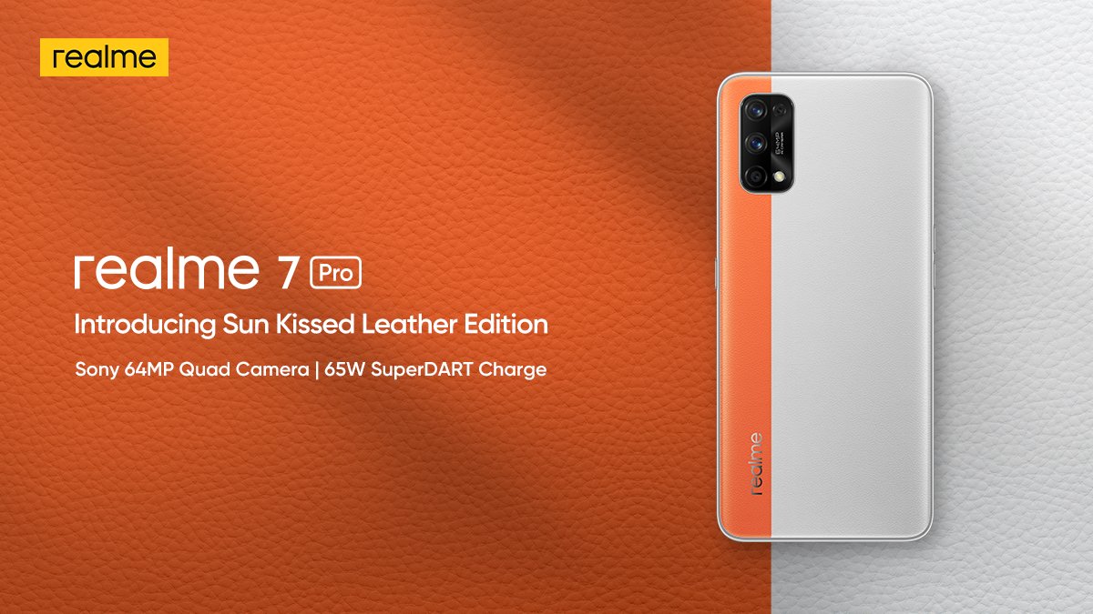 Realme 7 Pro Orange Leather