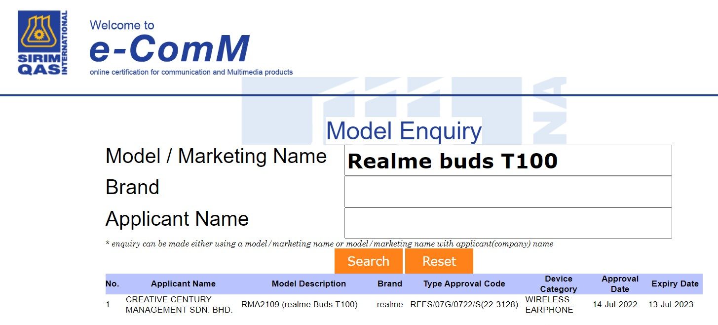 Realme Buds T100_SIRIM