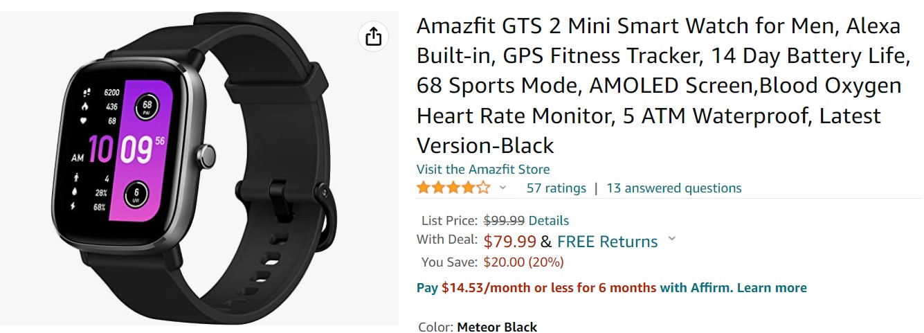 Amazfit GTS 2 Mini Smartwatch