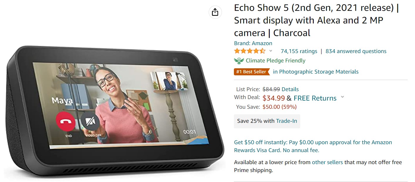Echo Show 5 - 2nd Gen Smart Display