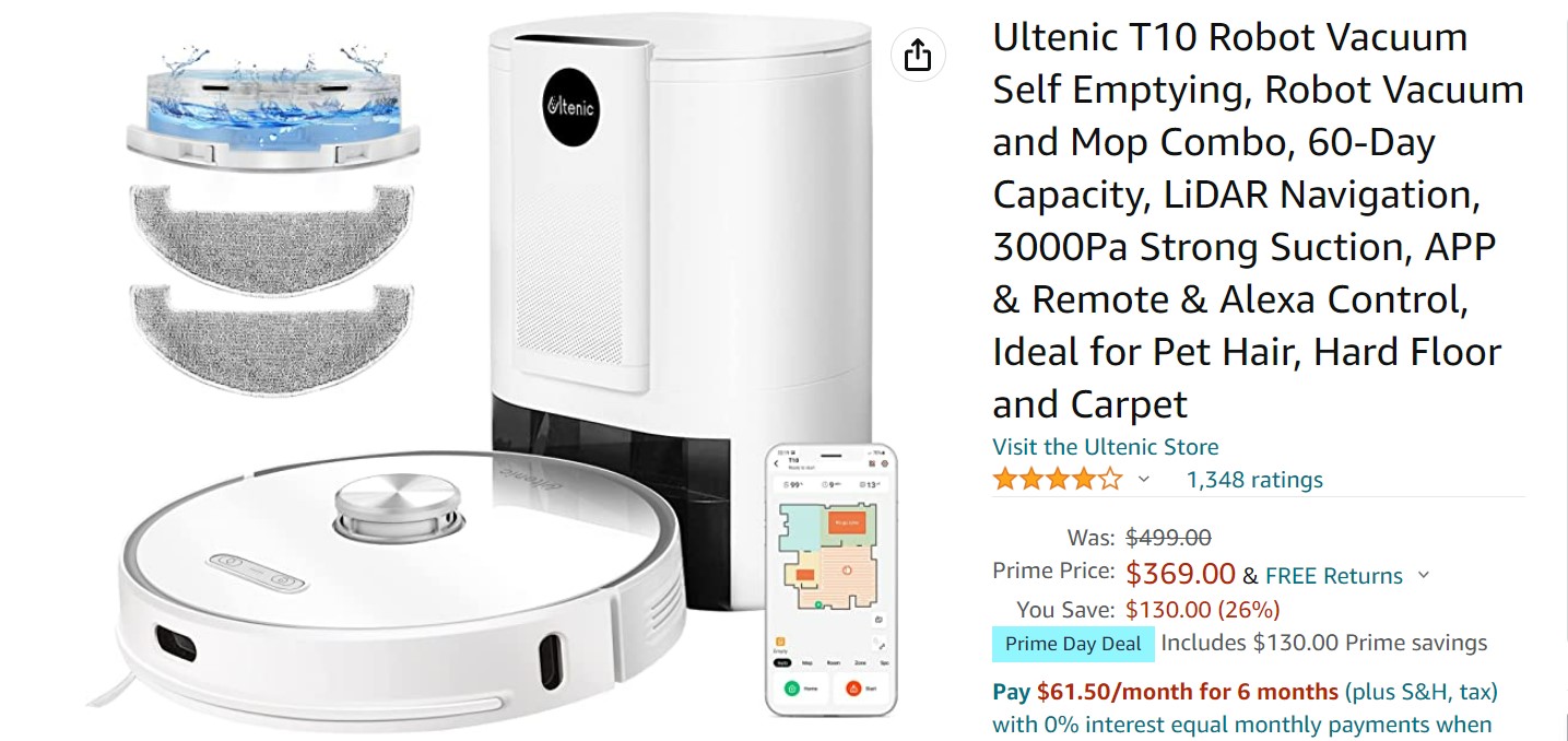 Ultenic T10 Self Empty Robot Vacuum Cleaner