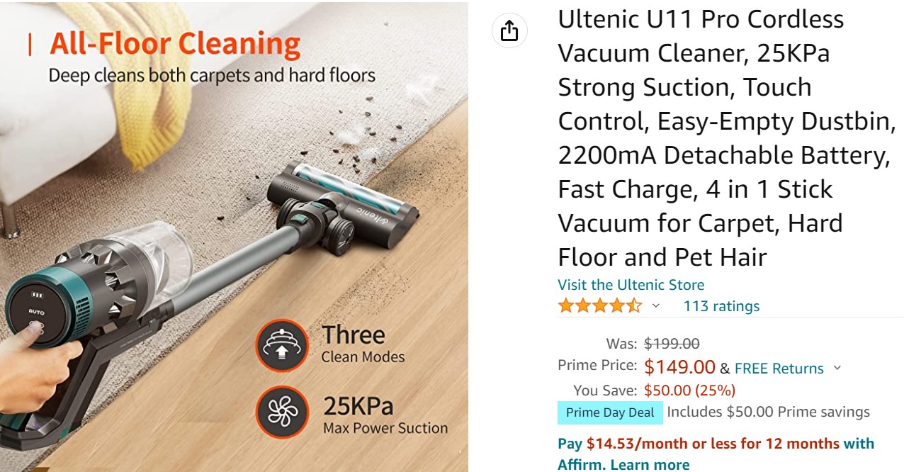 Ultenic U11 Pro Cordless Vacuum Cleaner
