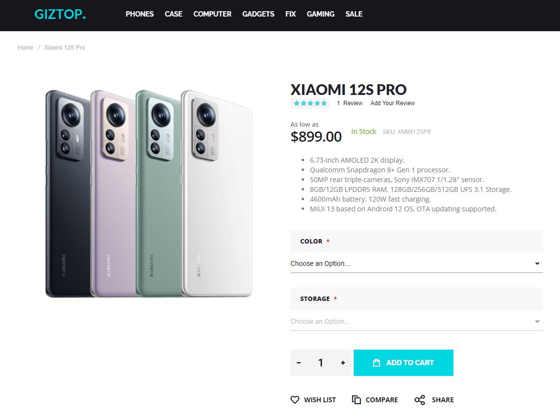 Xiaomi 12s price