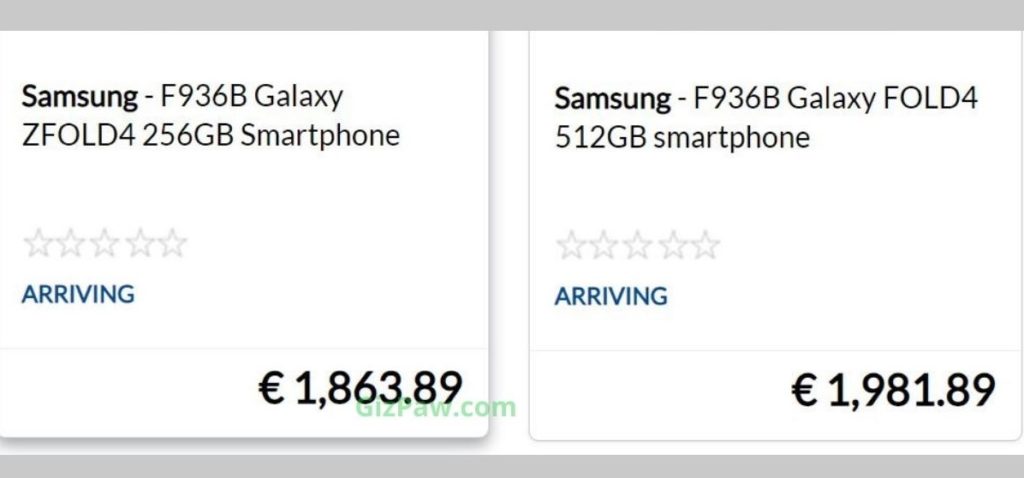 Samsung Galaxy Z fold 4 price