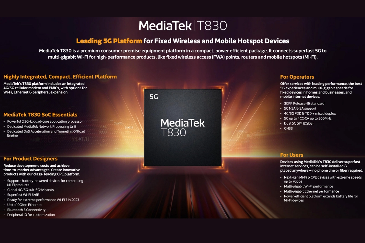 MediaTek T830 5G Chipset Specs