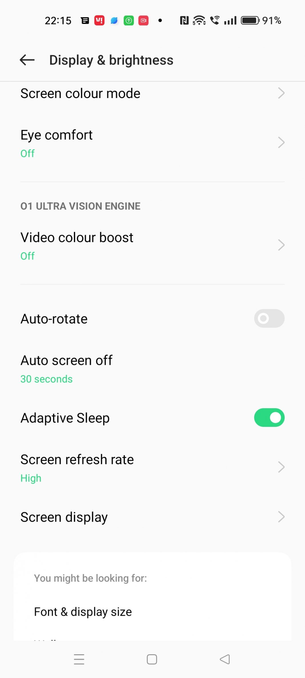 OPPO Reno 8 5g display settings