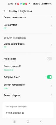 OPPO Reno 8 5g display settings