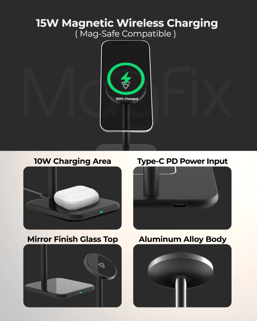 RAEGR MagFix Arc M1600 2-in-1 Wireless Charger Stand