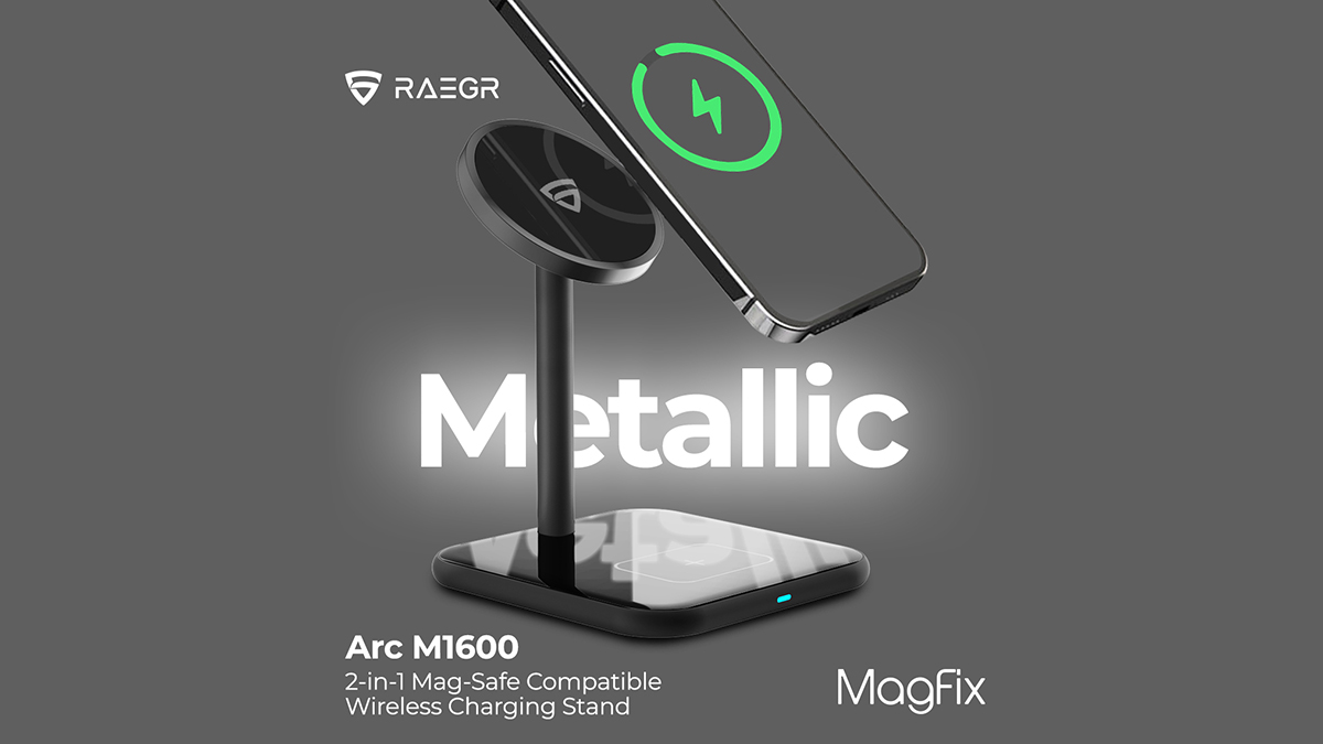 RAEGR MagFix Arc M1600 2-in-1 Wireless Charger Stand