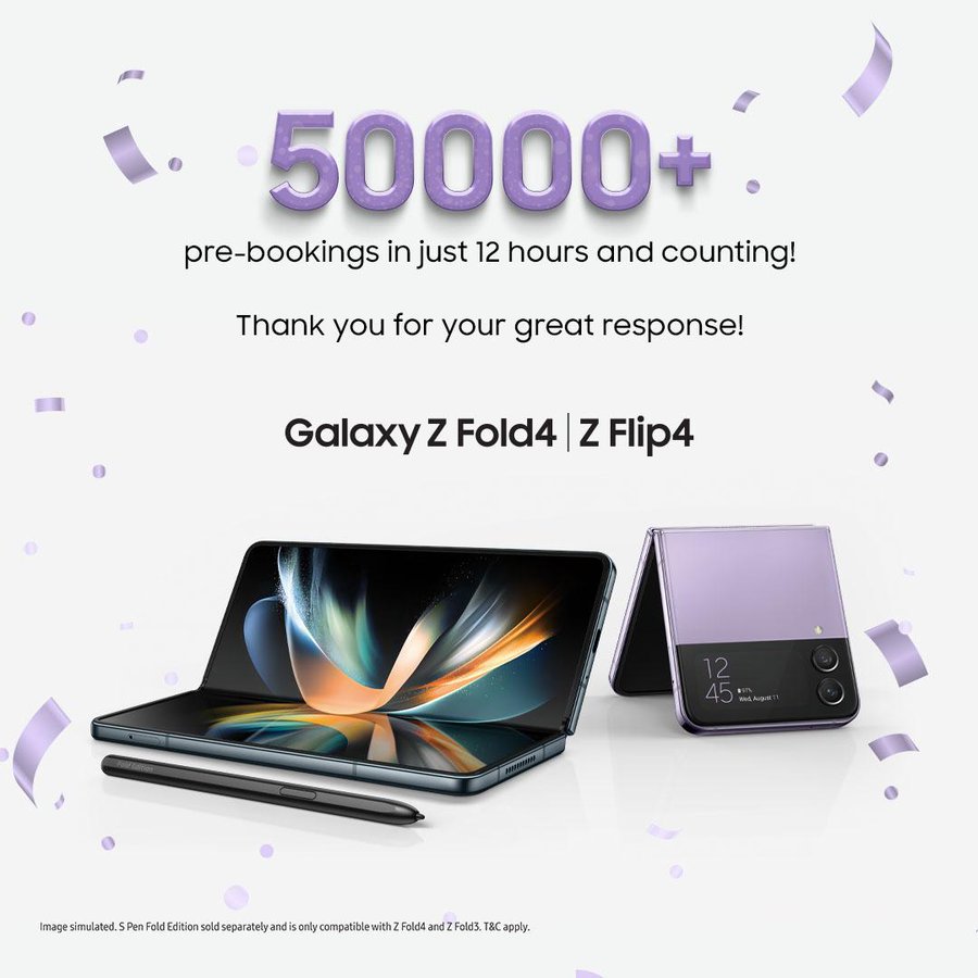 Samsung Galaxy Z Fold 4, Z Flip 4 50,000+ pre-bookings